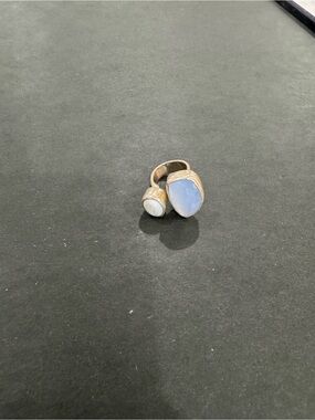 Sterling Statement Ring with Blue and White Stones